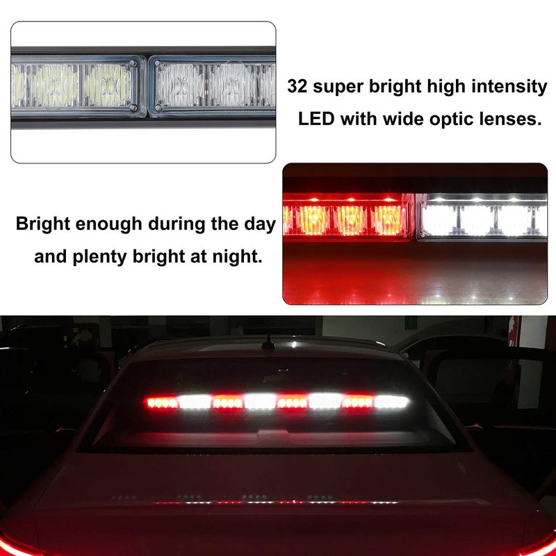 ASPL 36" 32LED Traffic Advisor Light Bar Warning Emergency Strobe Light Bar Directional Flashing Emergency Caution Lighting Led Safety Lights with 16 ft Straight Cord (Red/White) - Image 3